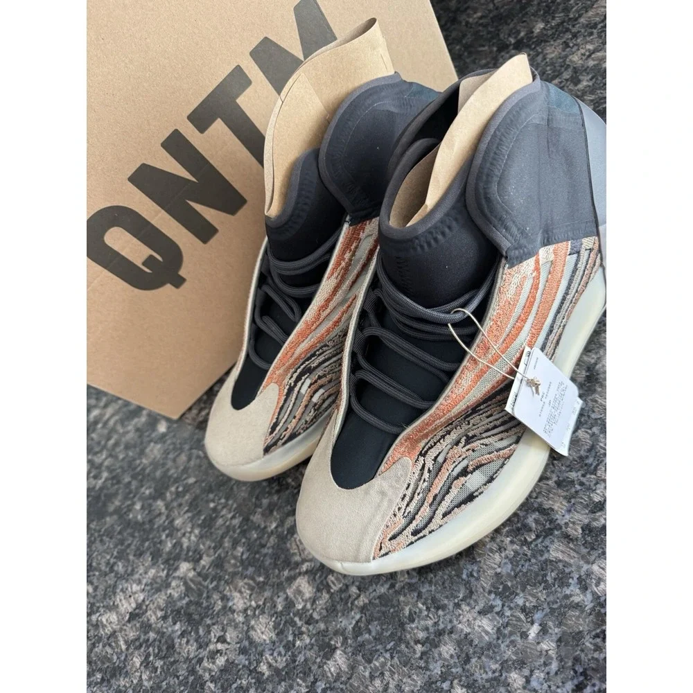 Adidas Yeezy QNTM Flaora Orange Tan High Top Sneakers GW5314 Mens 14